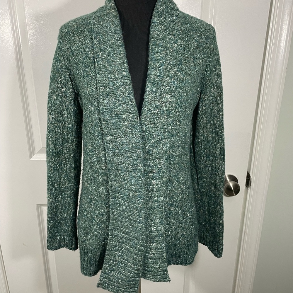 Croft&Barrow Green Knit Cardigan Sweater Size Petite Medium CB-103
